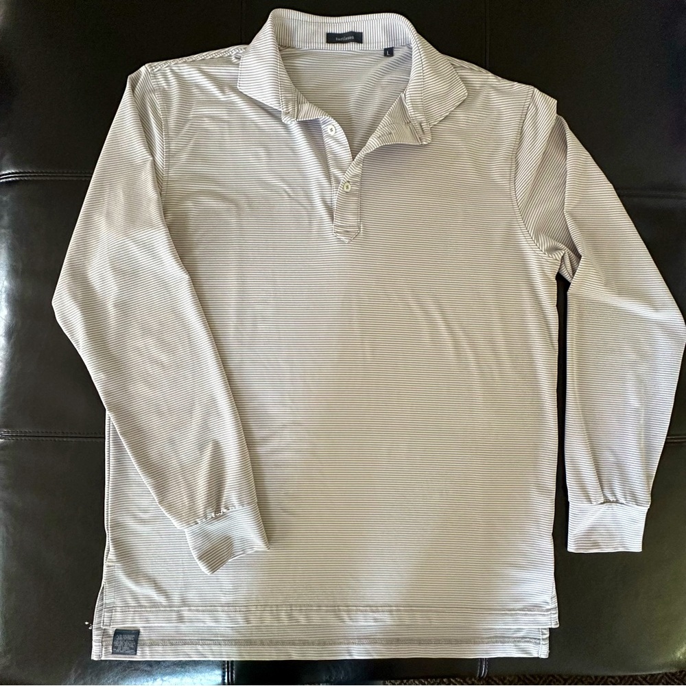 Turtleson Carter Stripe Performance Polo, Long Sleeve, Size L